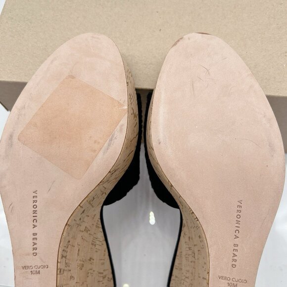 Veronica Beard Dali Woven Cork Platform Wedge Mules Black Women’s US 10 - $325 - Picture 10 of 11